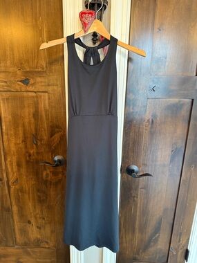 Prana NWOT Black Sleeveless midi Dress with Back Detail L